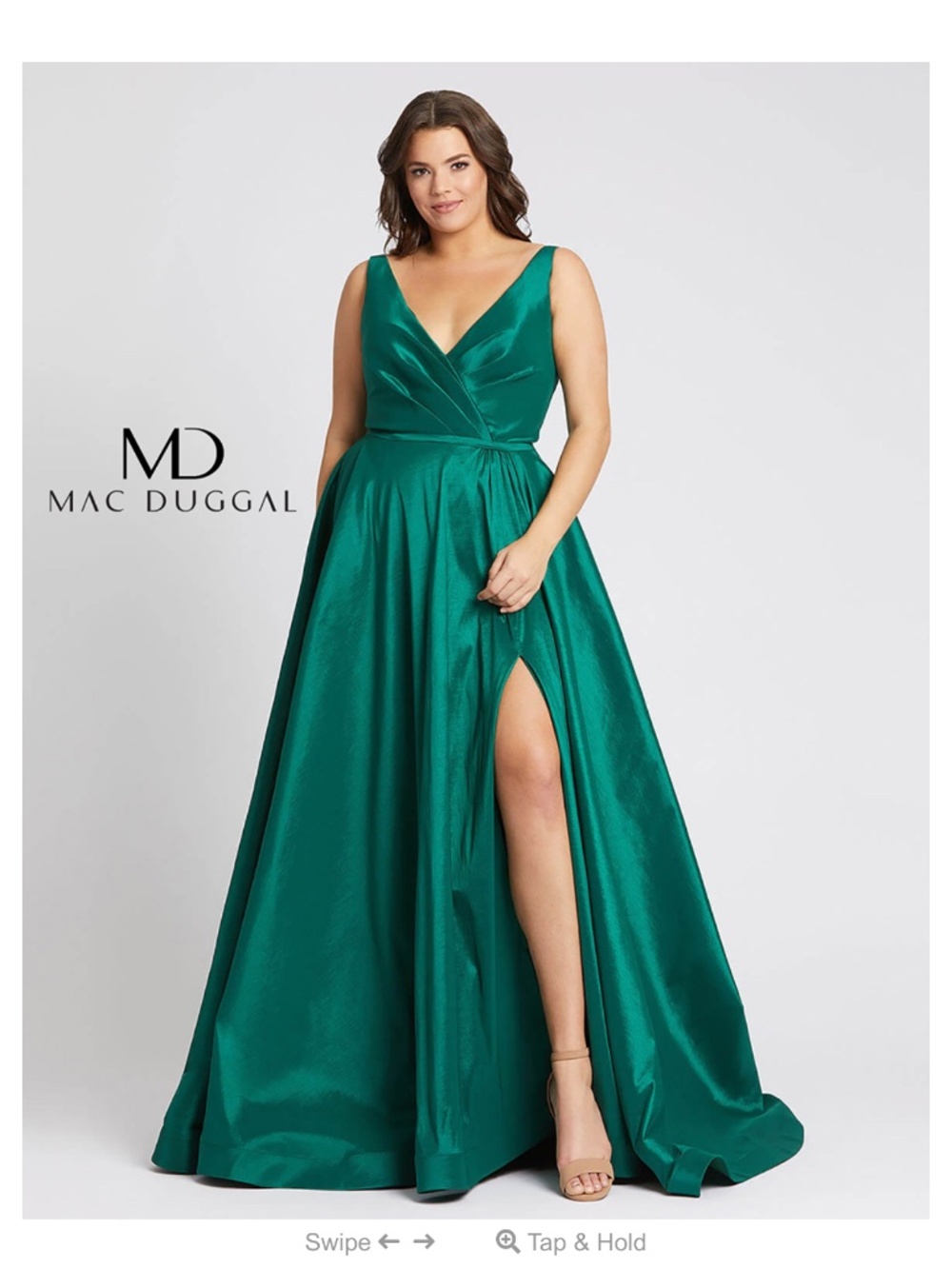 Mac Duggal Plus Size Emerald Gown with Corset Boning